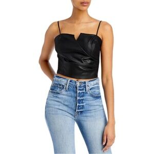 Black Faux Leather Wrap Tank Top by Lucy Paris - Adjustable Straps - NWT